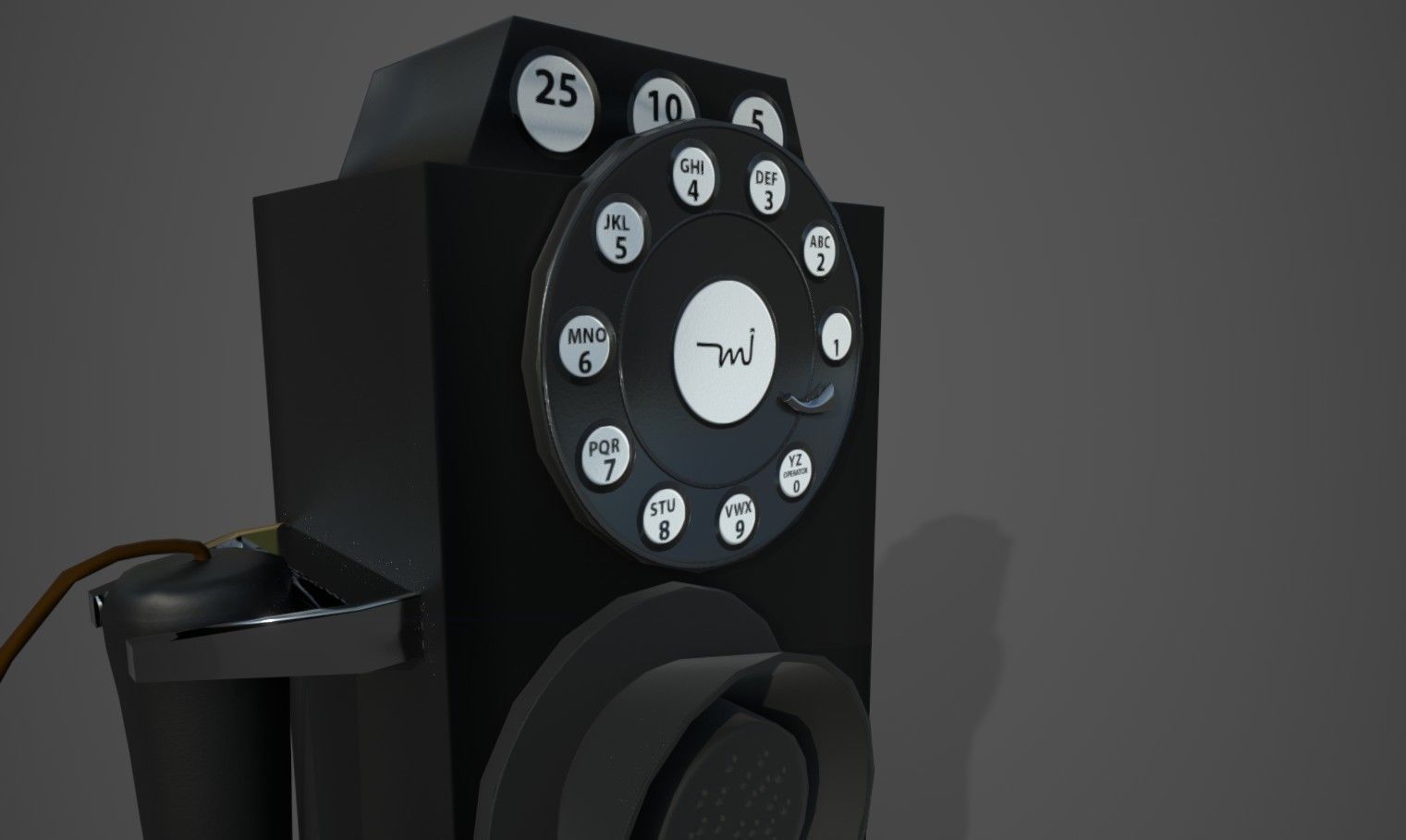 1930 Old Payphone Low-poly 3D model_5