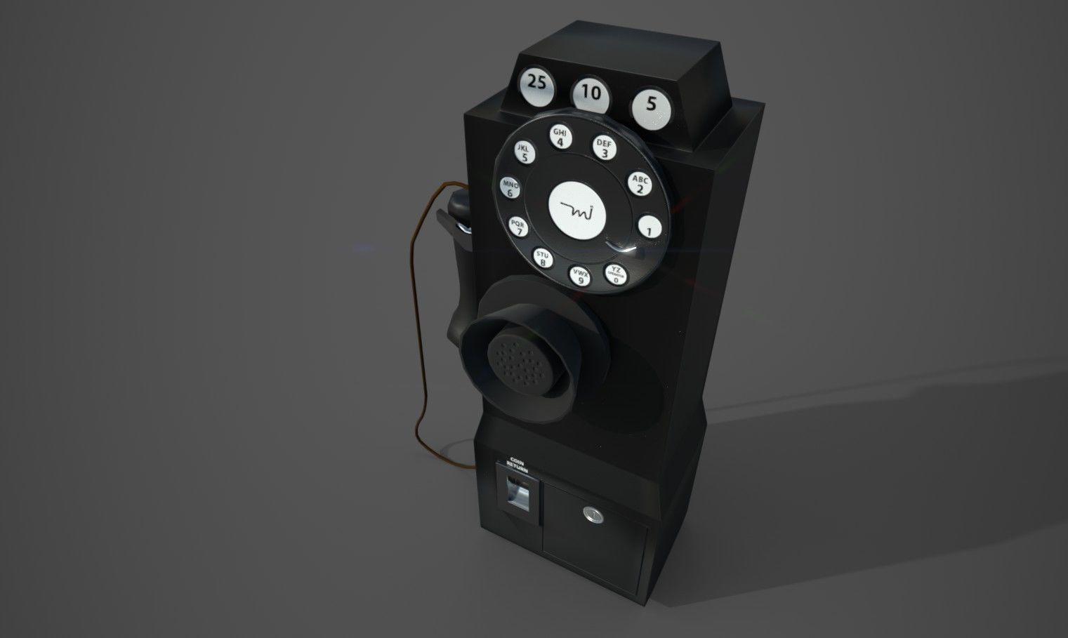1930 Old Payphone Low-poly 3D model_3