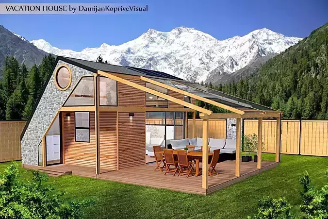 modern vacation house 3d model