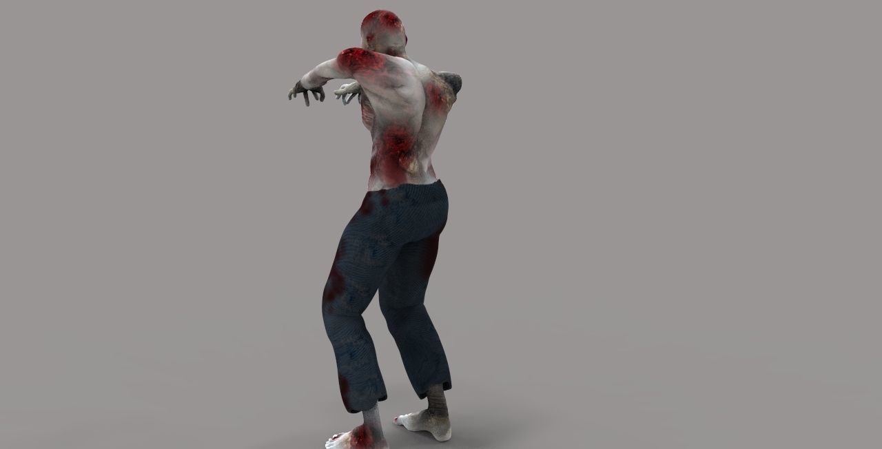 Zombie 2 with gun Low-poly 3D model_5