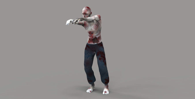 Zombie 2 with gun Low-poly 3D model