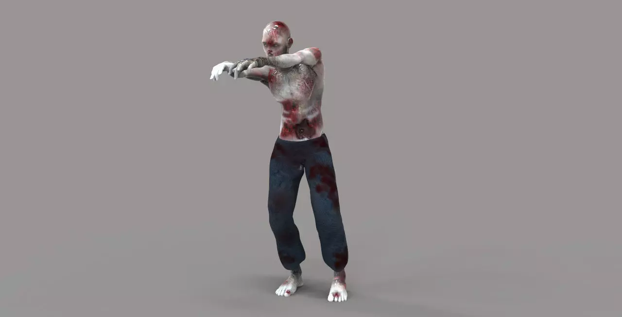 Zombie 2 with gun Low-poly 3D model_0