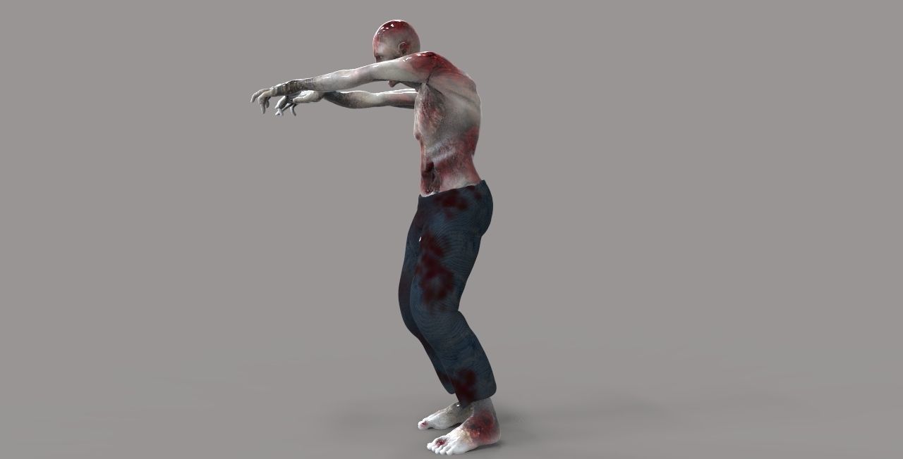 Zombie 2 with gun Low-poly 3D model_4