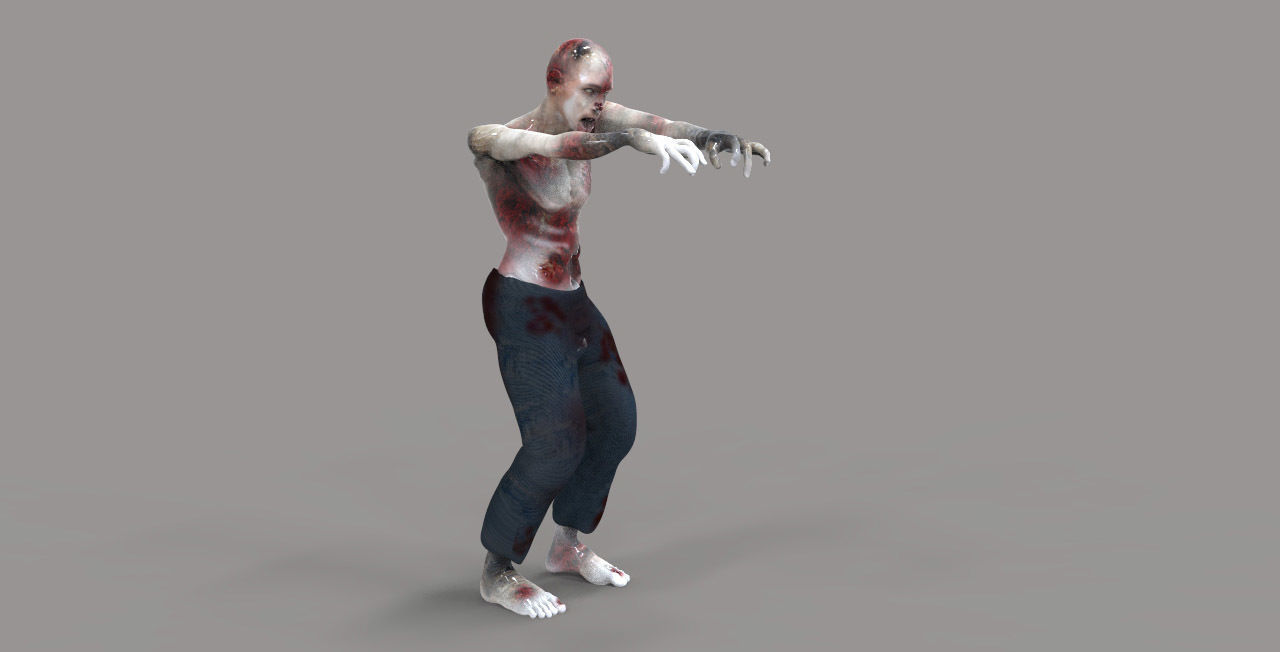 Zombie 2 with gun Low-poly 3D model_2