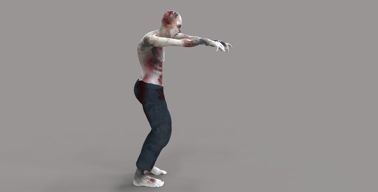 Zombie 2 with gun Low-poly 3D model_3