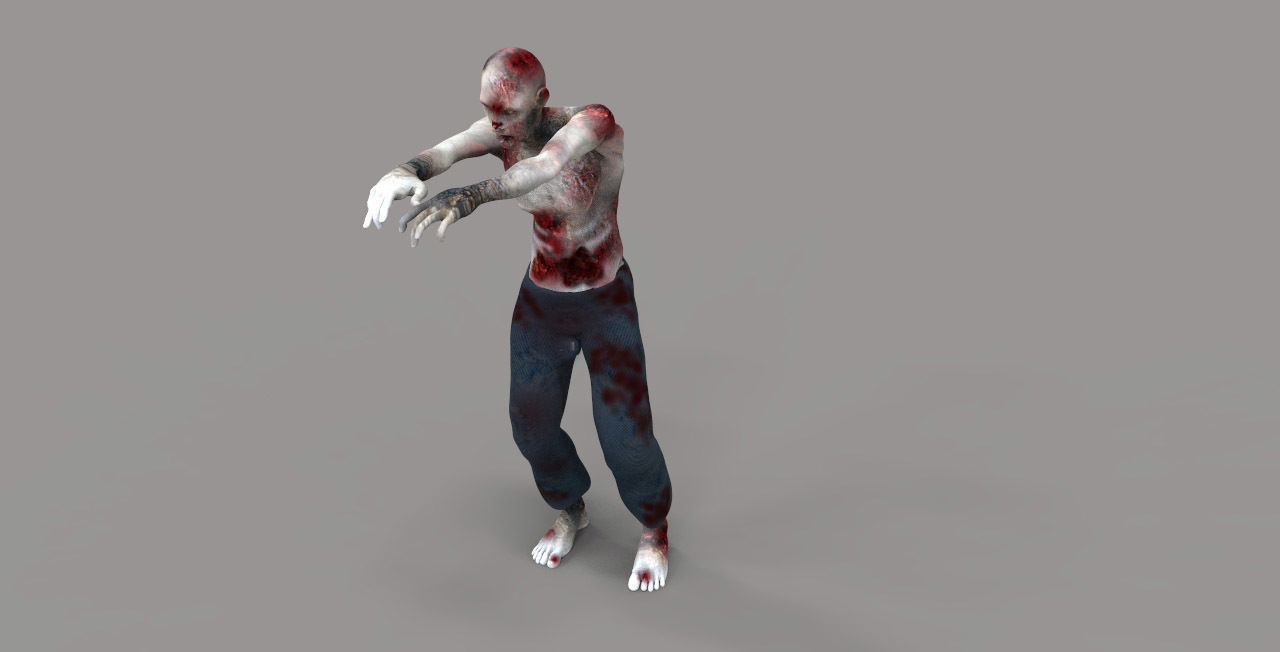 Zombie 2 with gun Low-poly 3D model_6