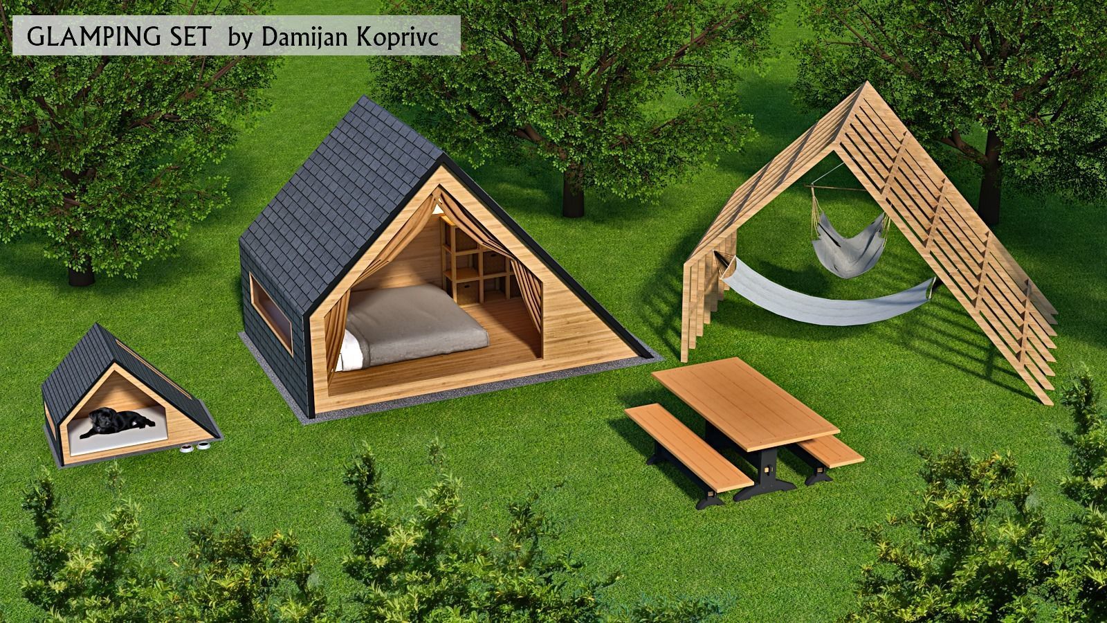 glamping unit 3d model Low-poly 3D model_3