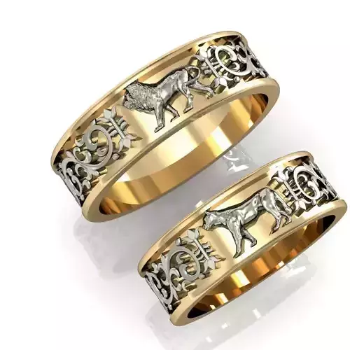 wedding rings lion and lioness   3D print model