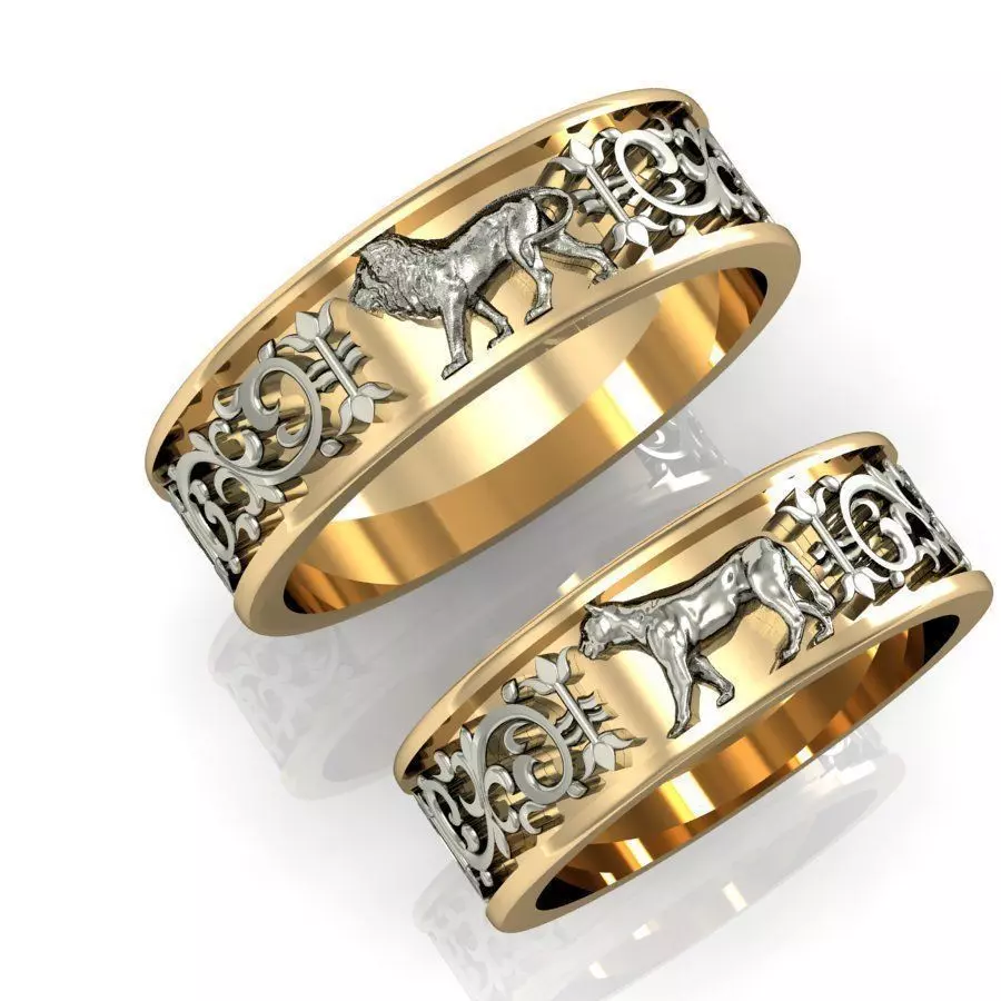 wedding rings lion and lioness 3D print model