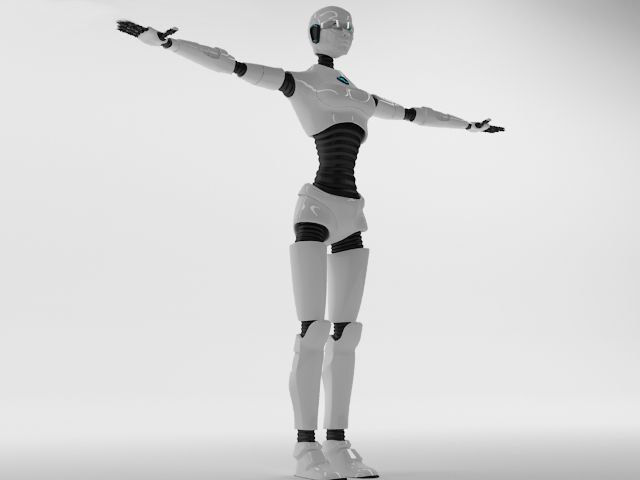 Robot Woman Character 3D model_2