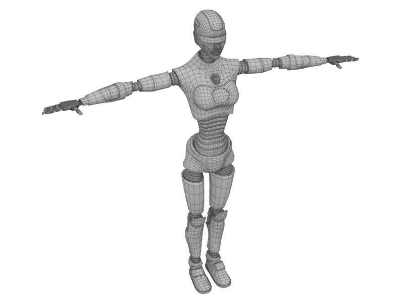 Robot Woman Character 3D model_7