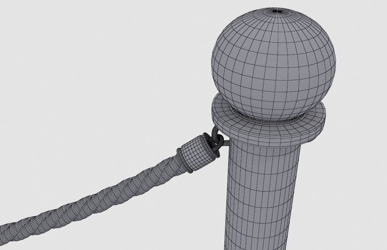 Golden rope barrier 3D model_7