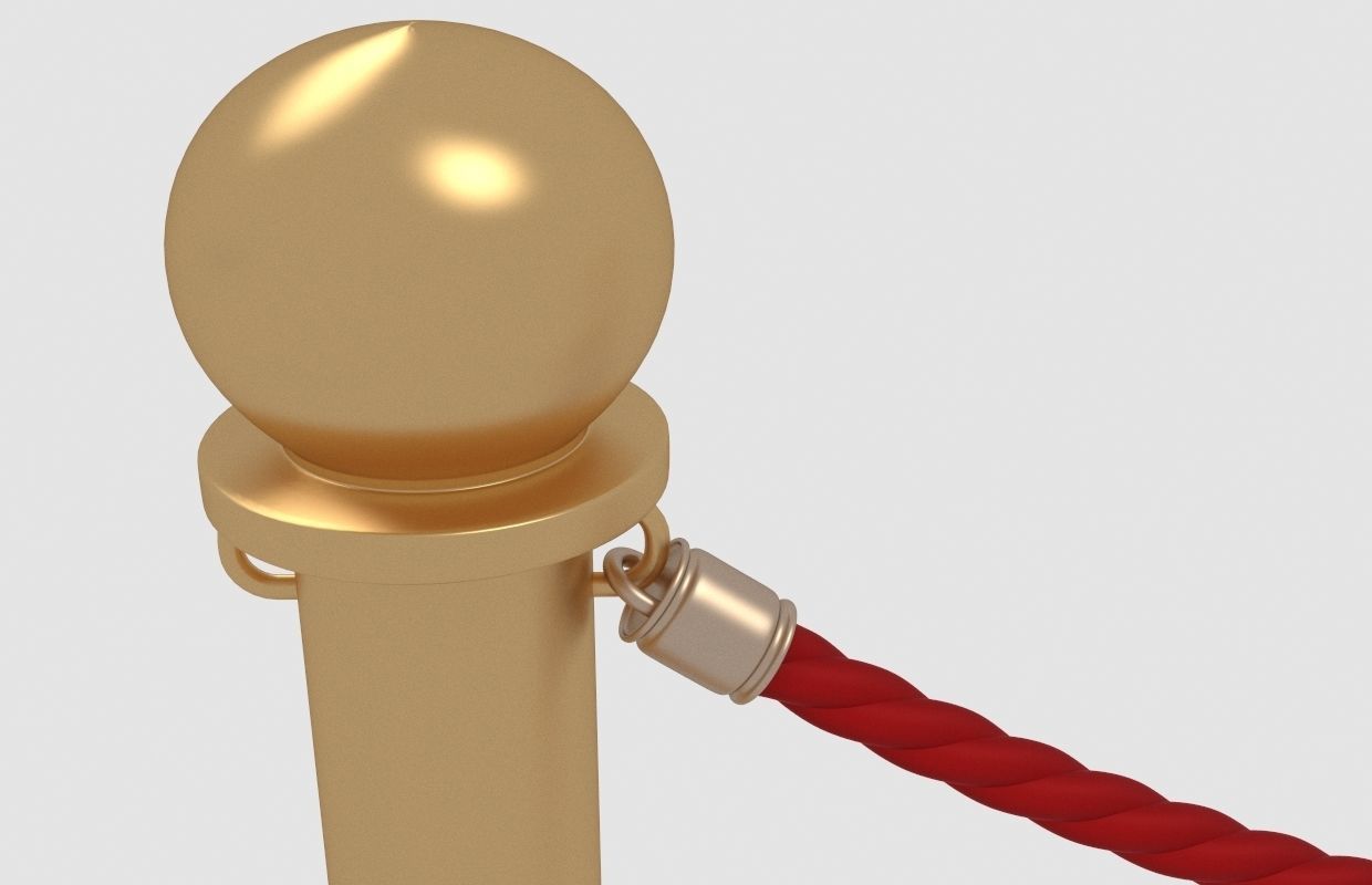 Golden rope barrier 3D model_3