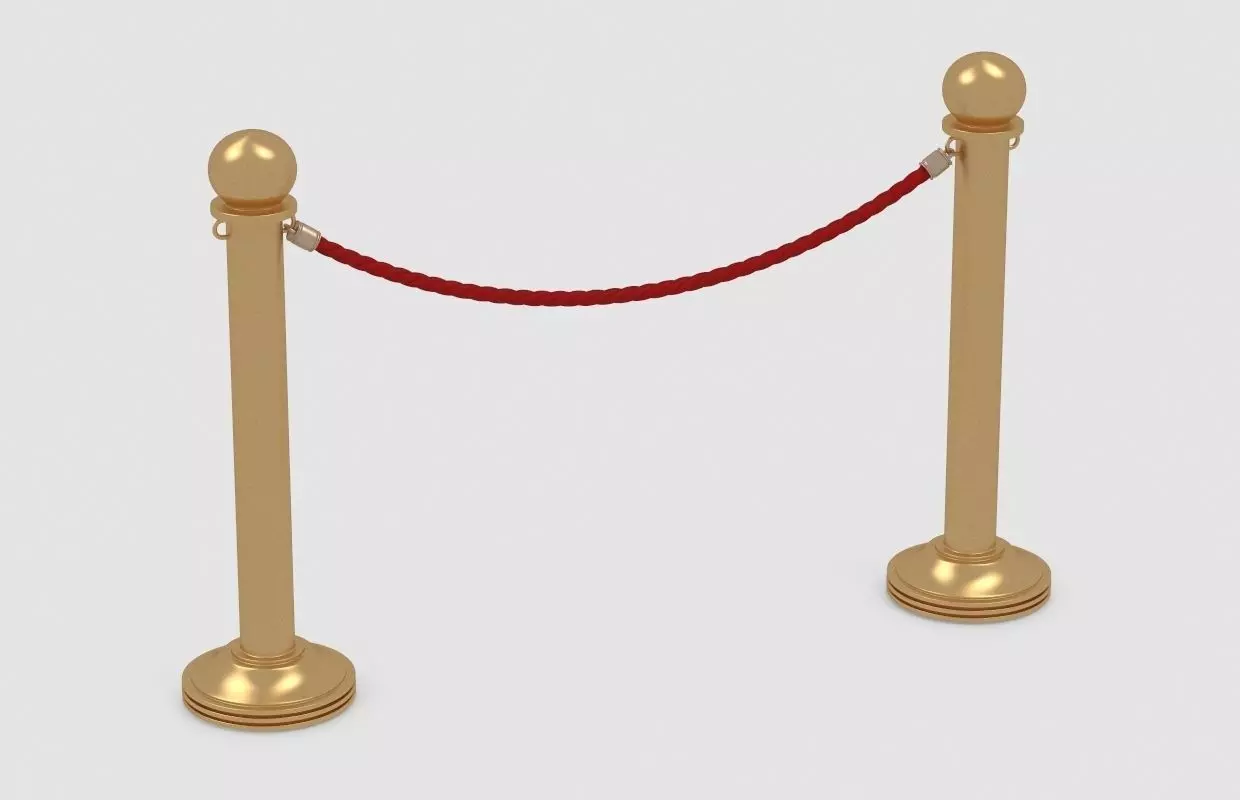 Golden rope barrier 3D model_0