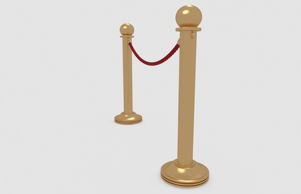 Golden rope barrier 3D model_2
