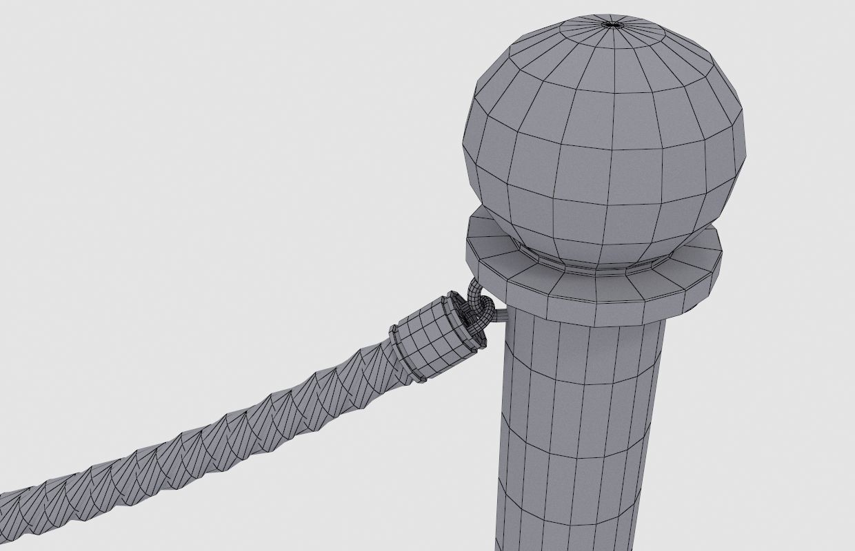 Golden rope barrier 3D model_6