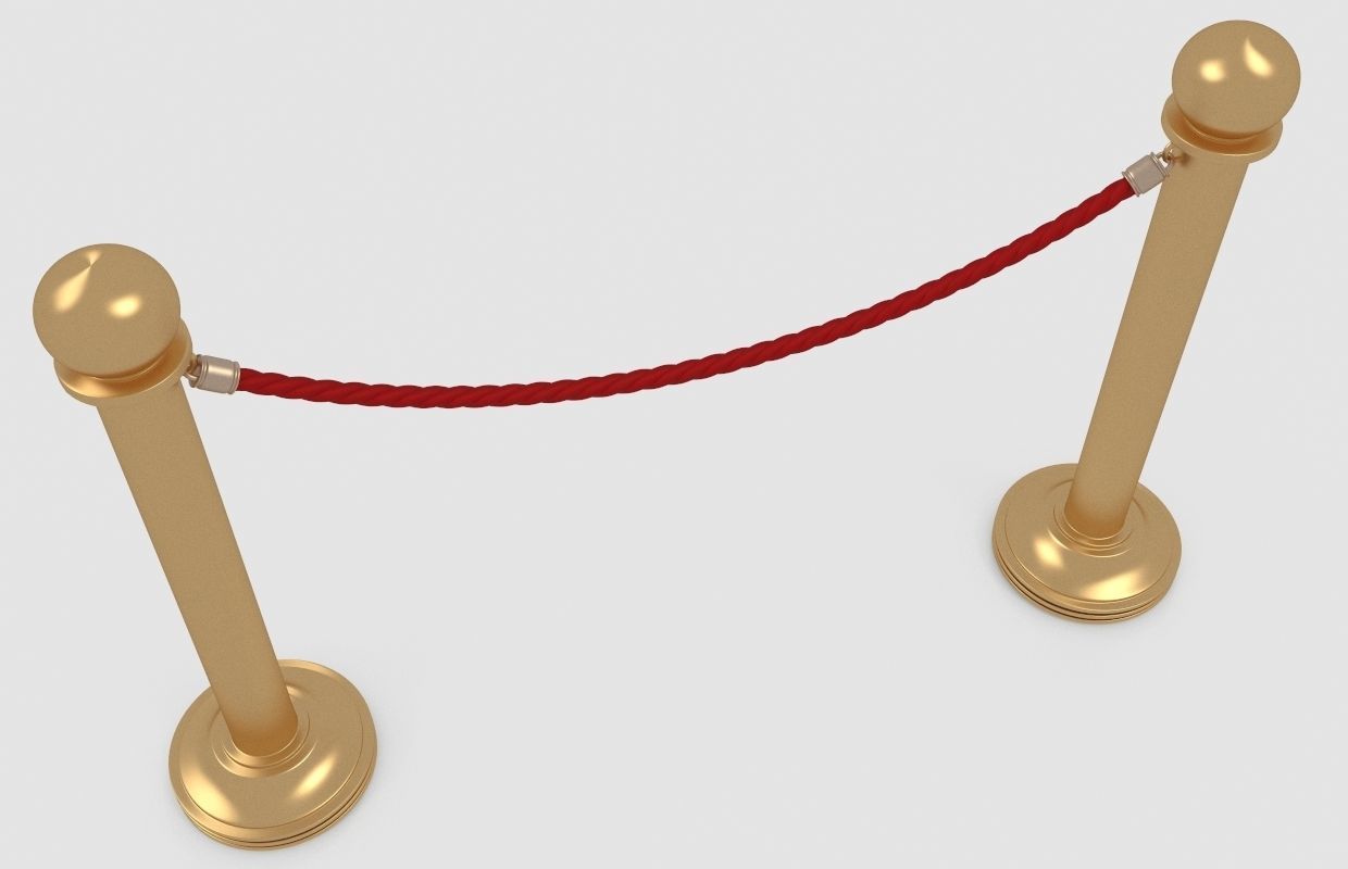 Golden rope barrier 3D model_1
