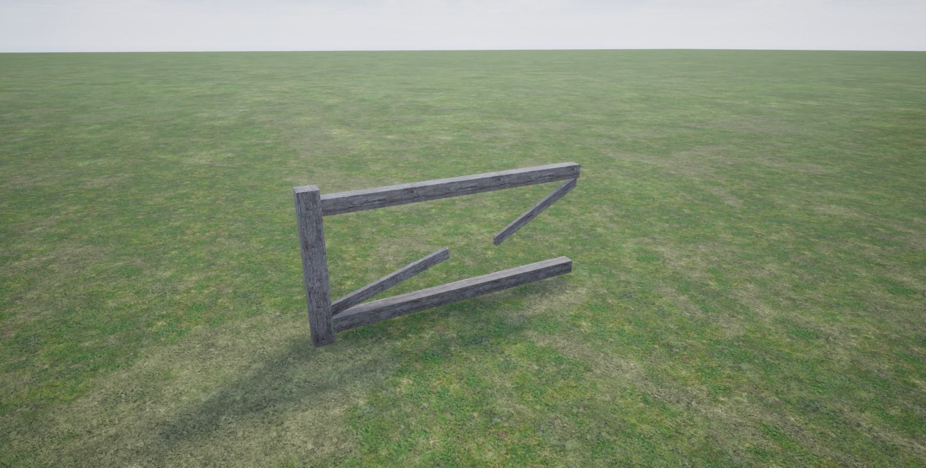 Modular Wooden Fence Low-poly 3D model_6