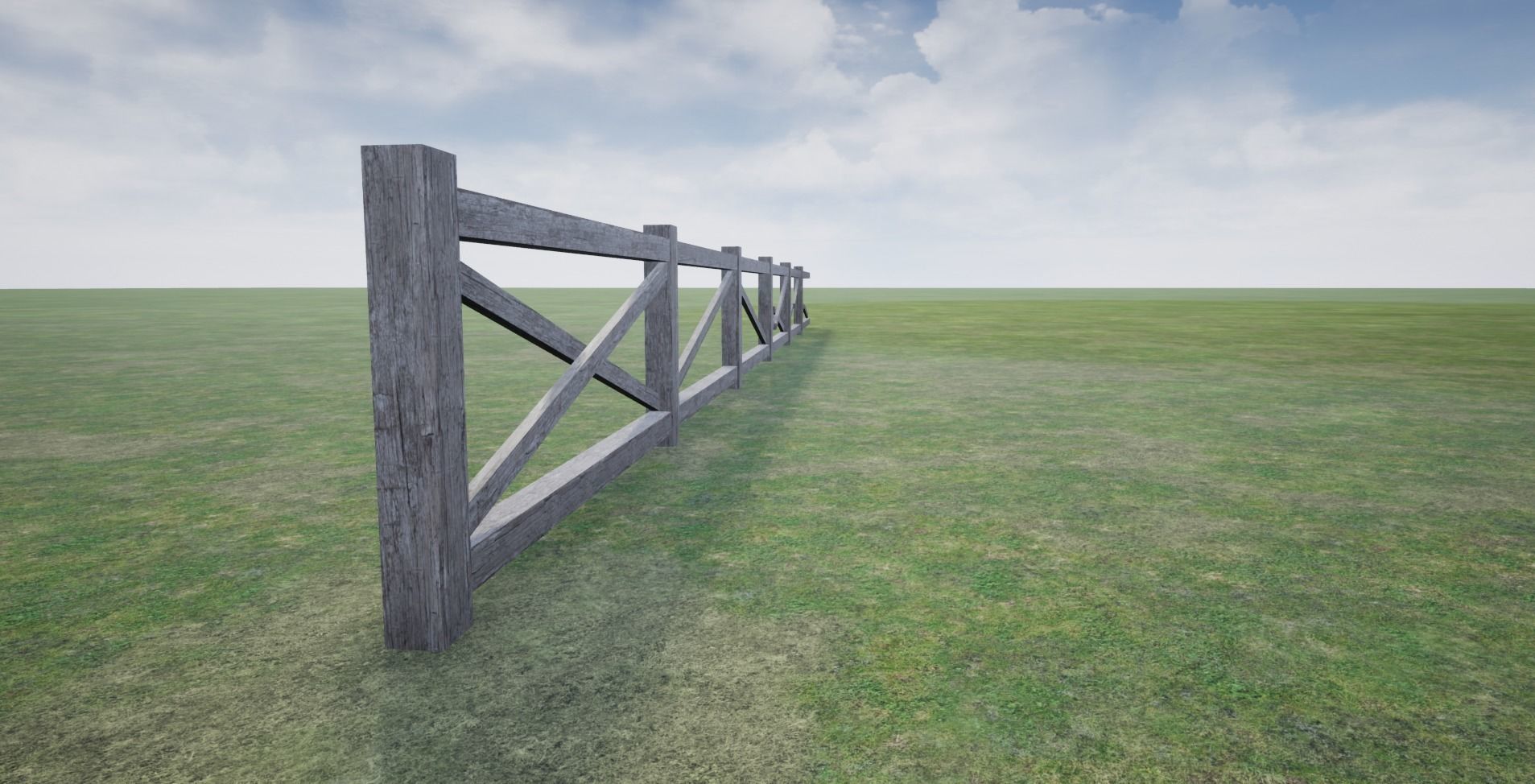 Modular Wooden Fence Low-poly 3D model_10