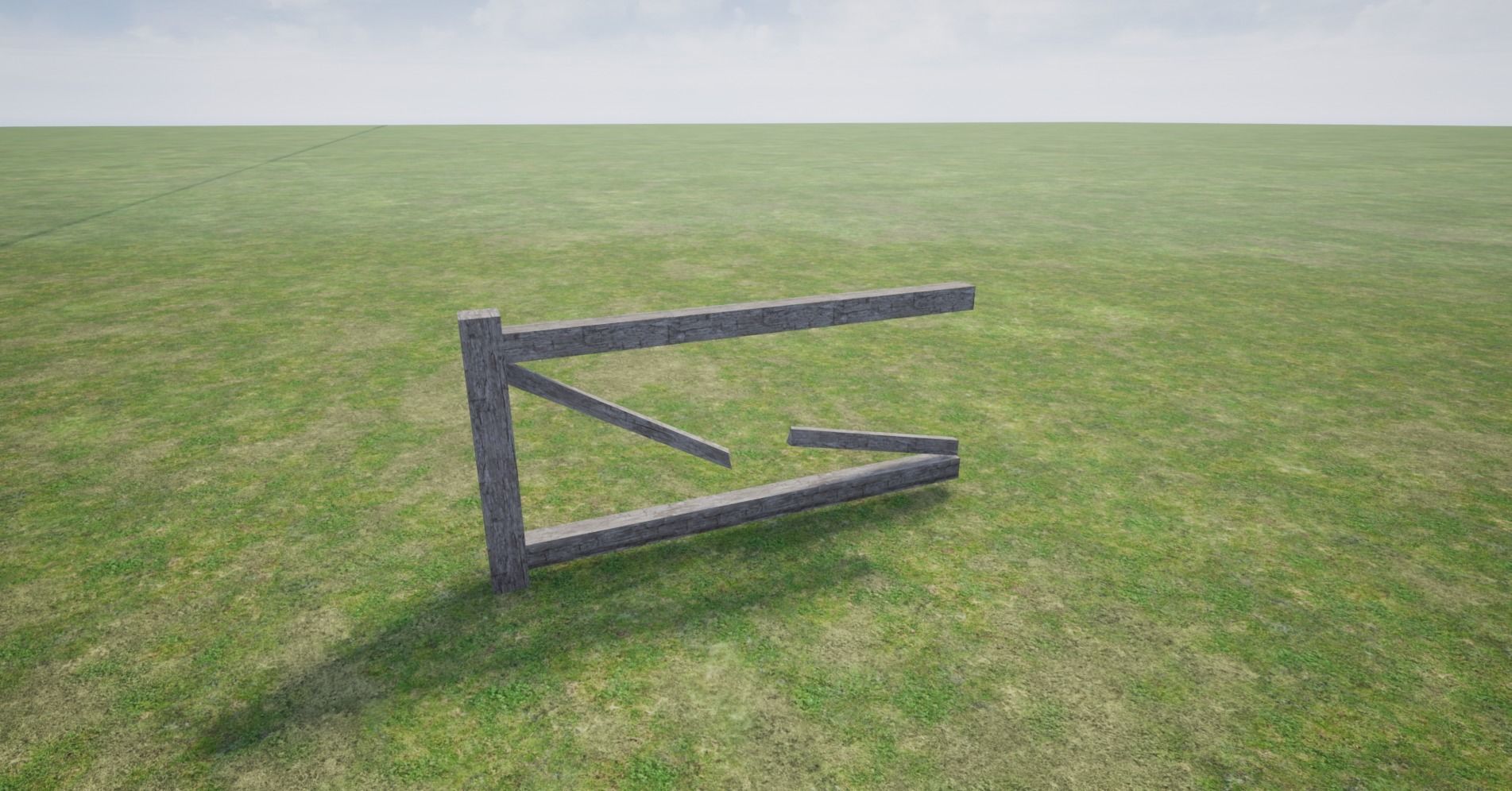 Modular Wooden Fence Low-poly 3D model_8
