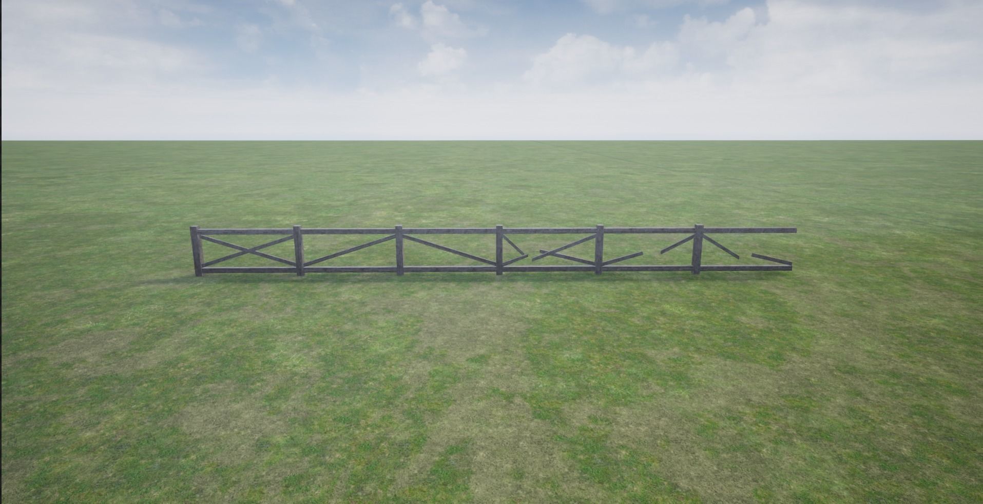 Modular Wooden Fence Low-poly 3D model_2