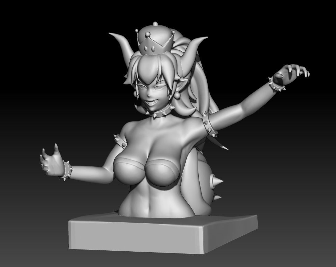 Bowsette female character in dress 3D print model_5