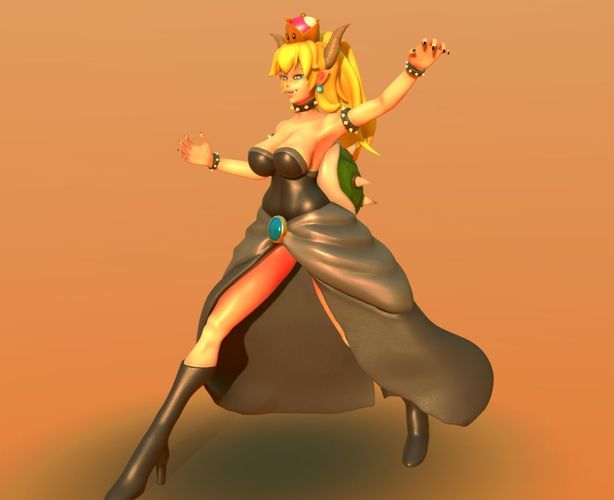 Bowsette female character in dress 3D print model