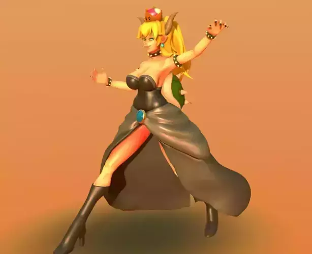 Bowsette female character in dress 3D print model