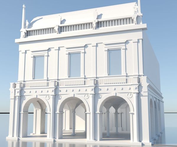 Italian Architecture Building 3D Model for city exterior context Low-poly 3D model
