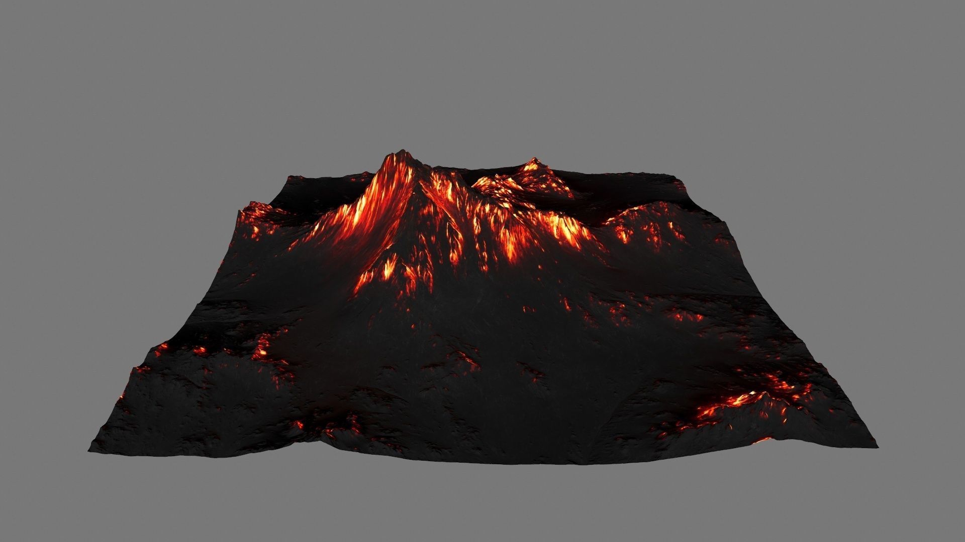 Volcano mountain with flames Low-poly 3D model_4