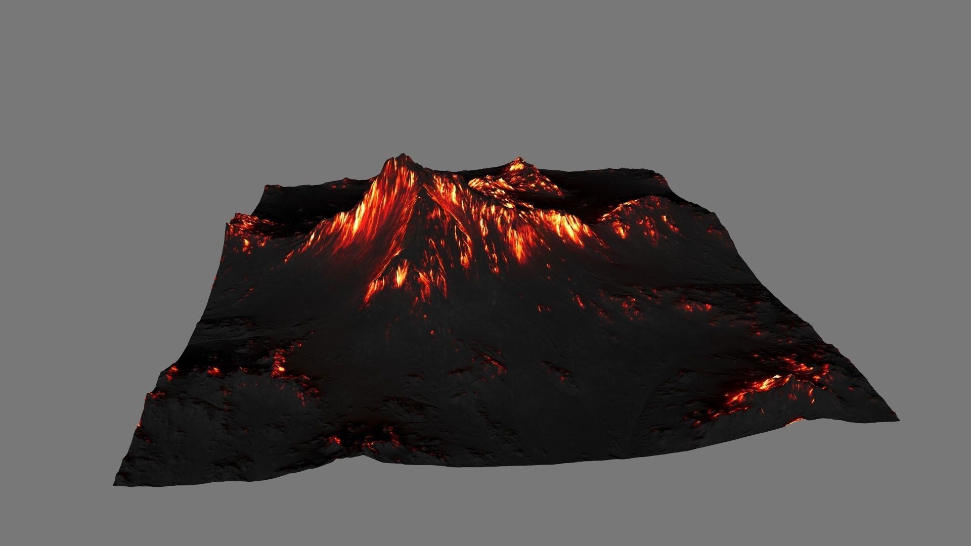 Volcano mountain with flames Low-poly 3D model_10