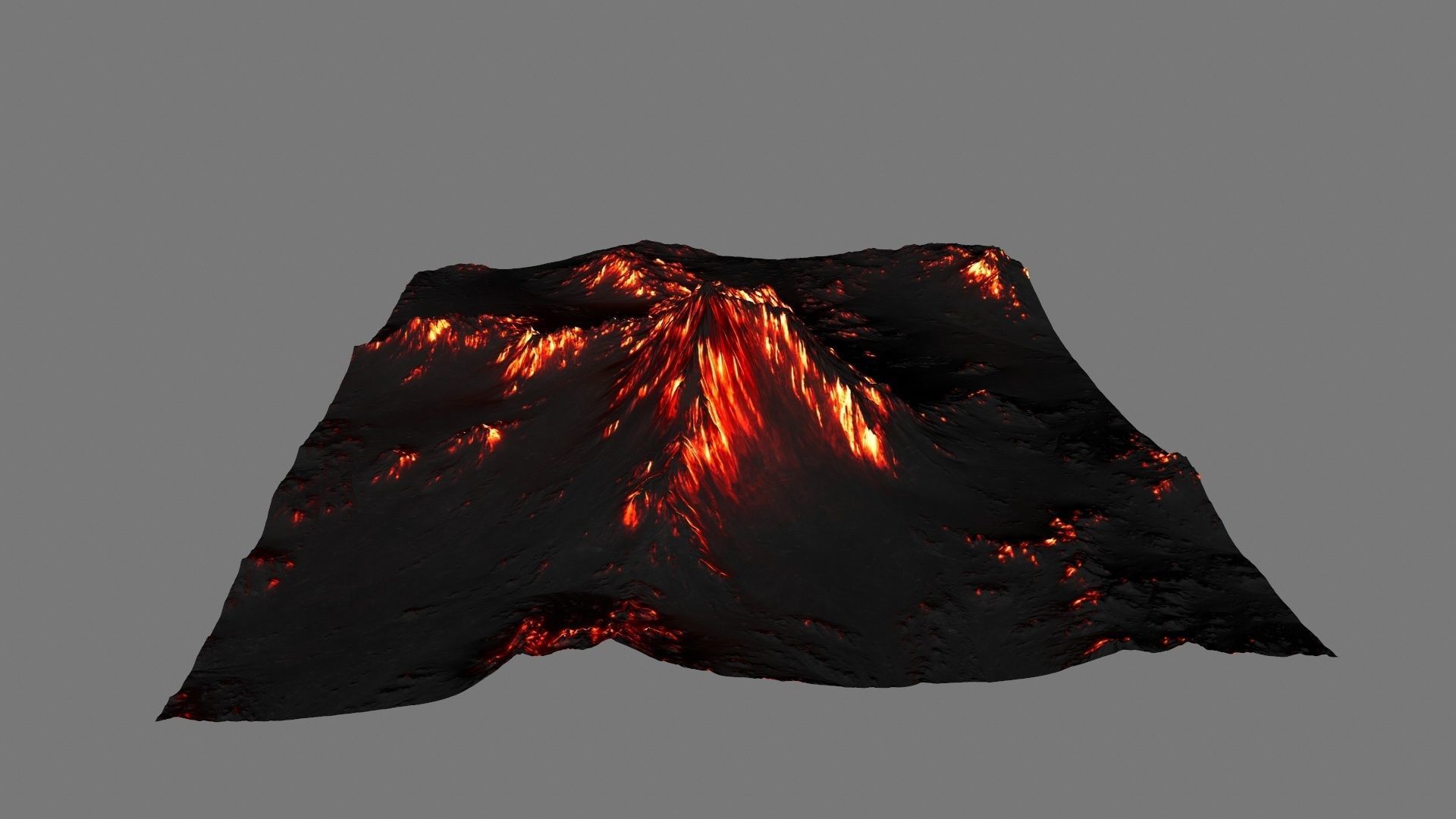 Volcano mountain with flames Low-poly 3D model_5