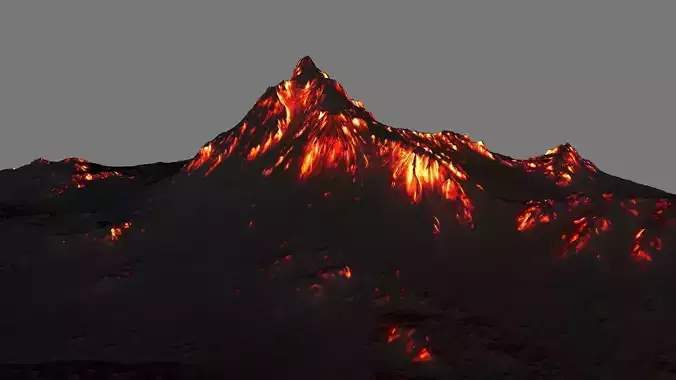 Volcano mountain with flames