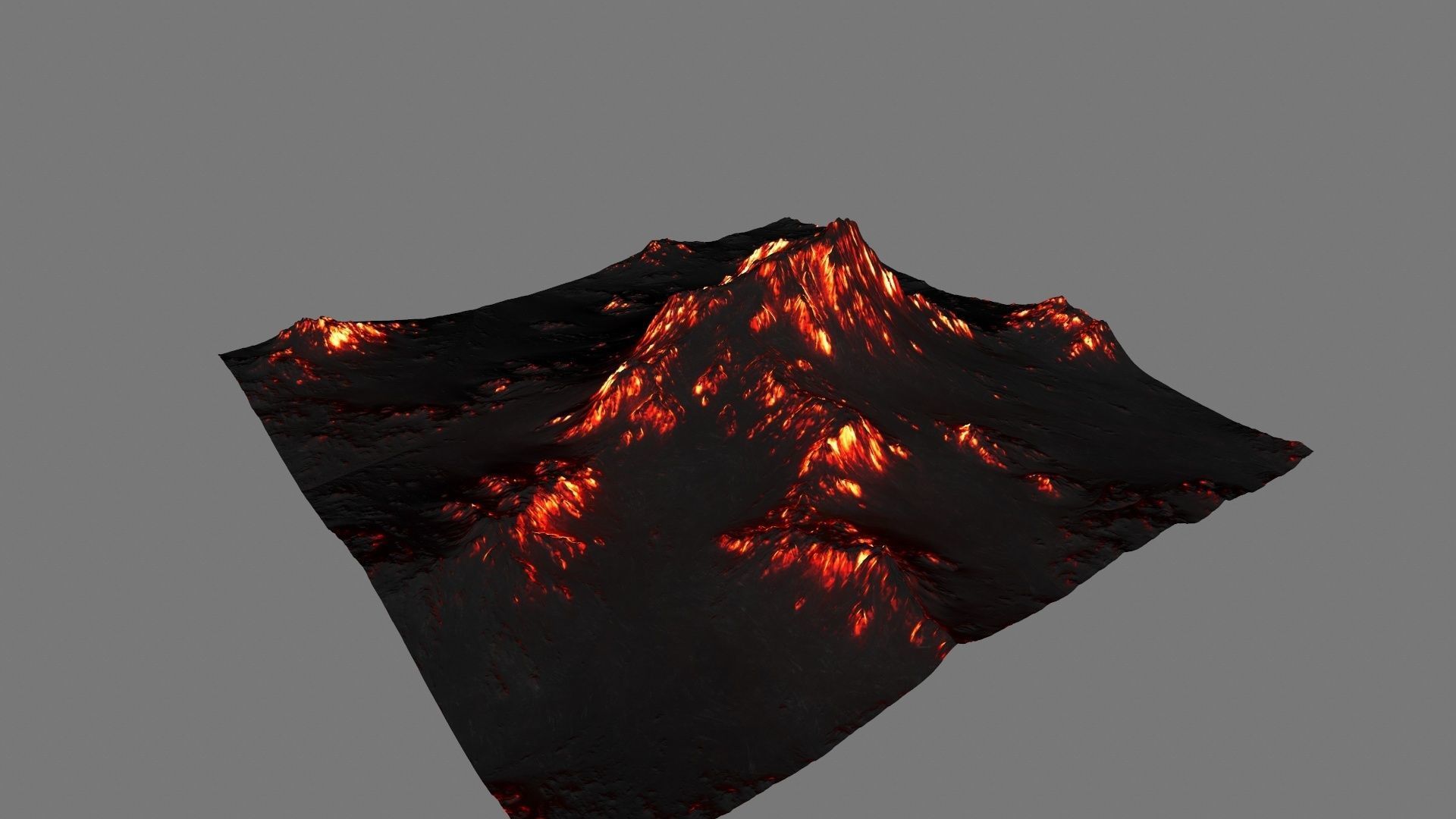 Volcano mountain with flames Low-poly 3D model_6