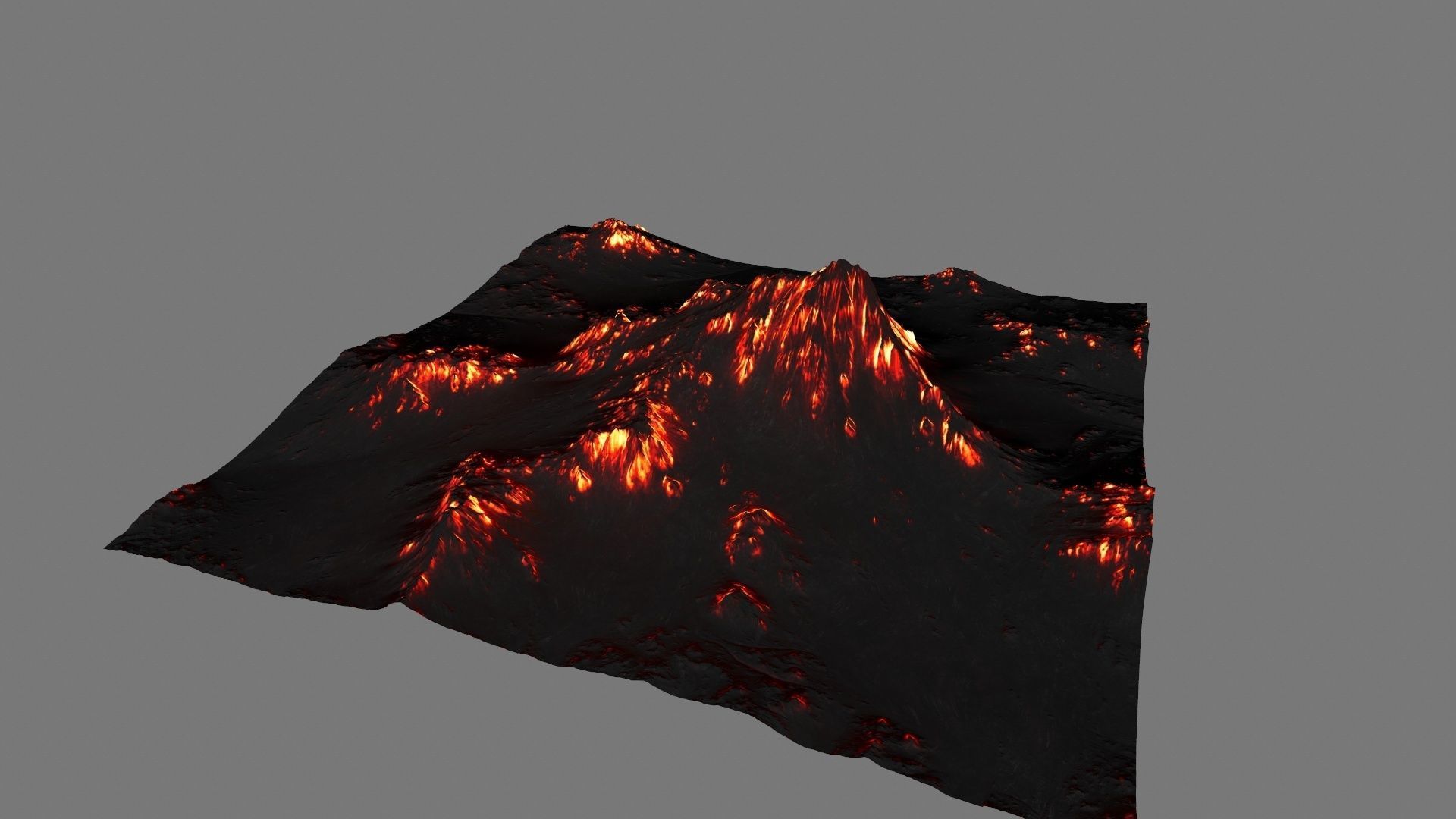 Volcano mountain with flames Low-poly 3D model_7