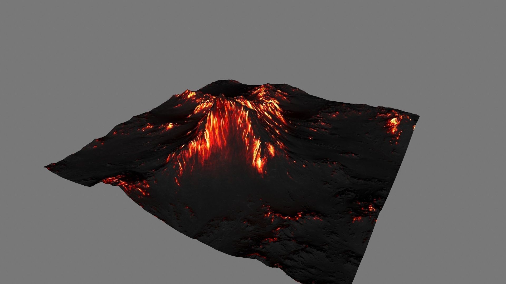 Volcano mountain with flames Low-poly 3D model_9