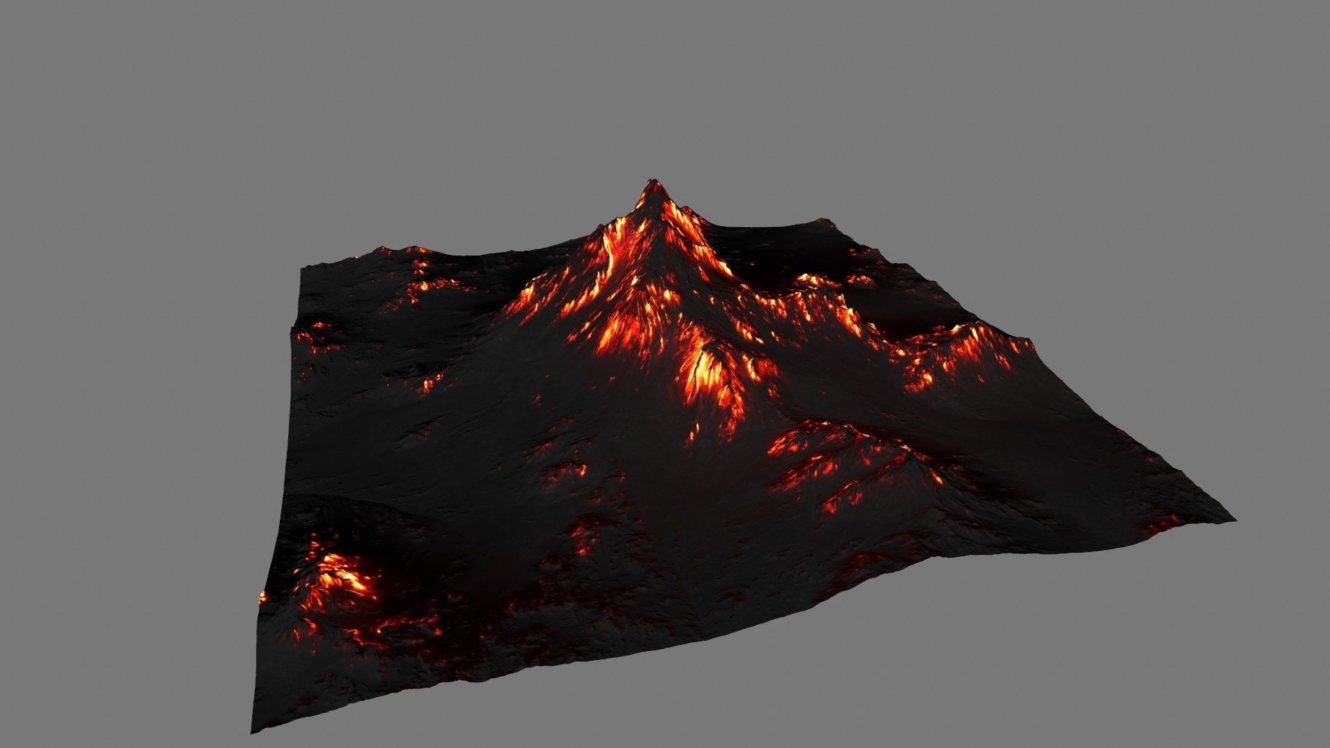 Volcano mountain with flames Low-poly 3D model_8