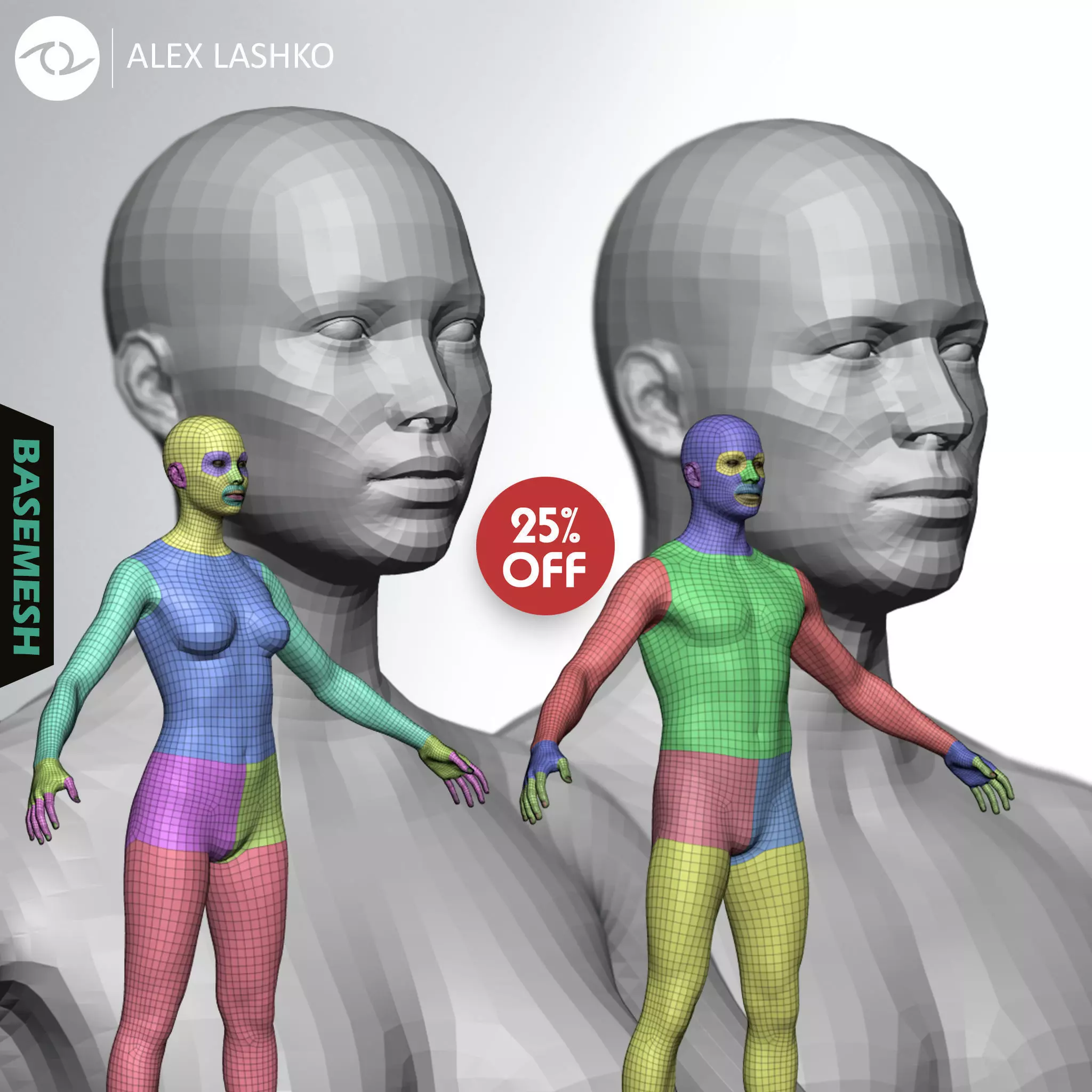 Average Body Low Poly Basemesh Collection _0