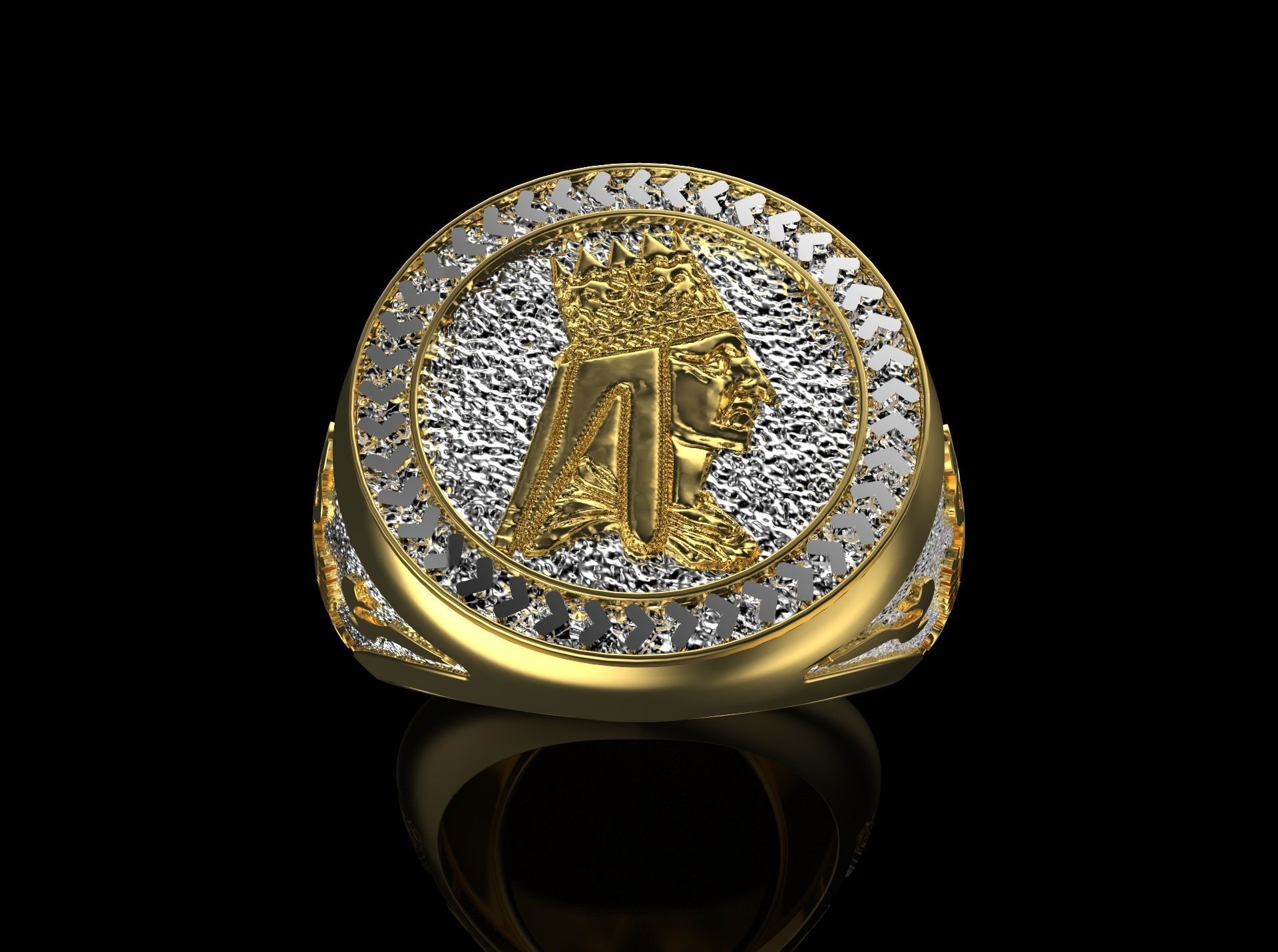 Ring with King Tigran II for men 3D print model_1