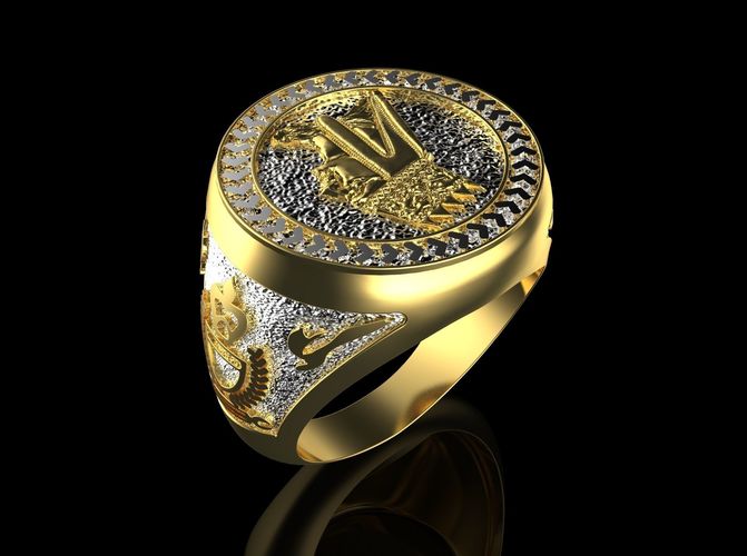 Ring with King Tigran II for men 3D print model