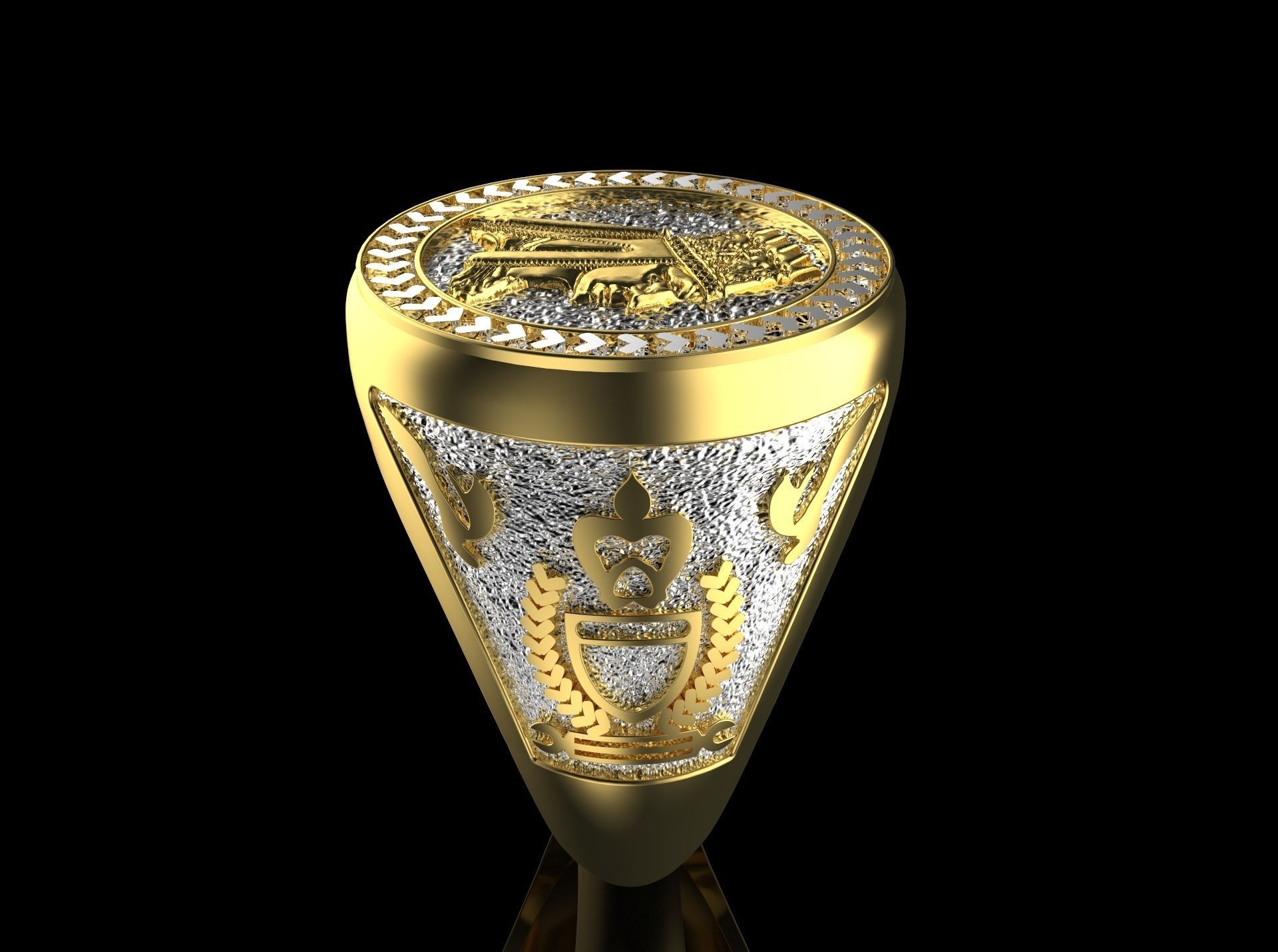 Ring with King Tigran II for men 3D print model_2