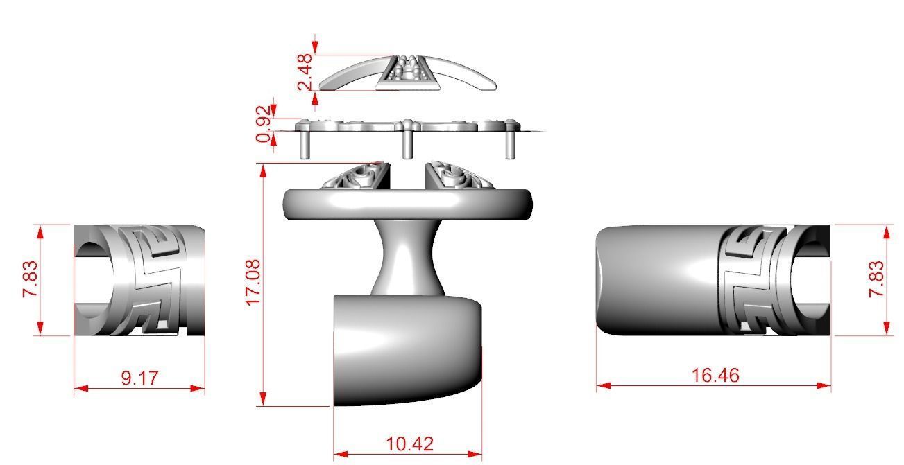 Stylish bracelet with rubber with and cross 433 3D print model_21