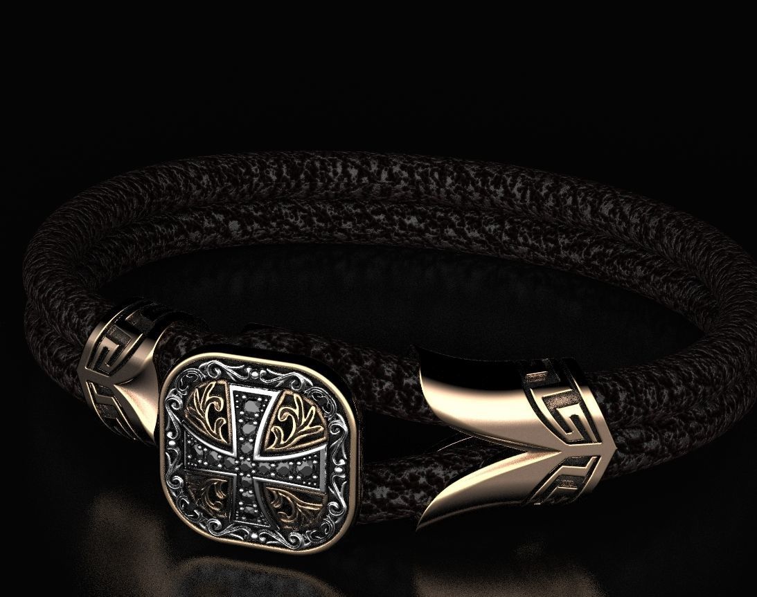 Stylish bracelet with rubber with and cross 433 3D print model_14