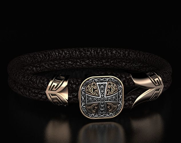 Stylish bracelet with rubber with and cross 433 3D print model