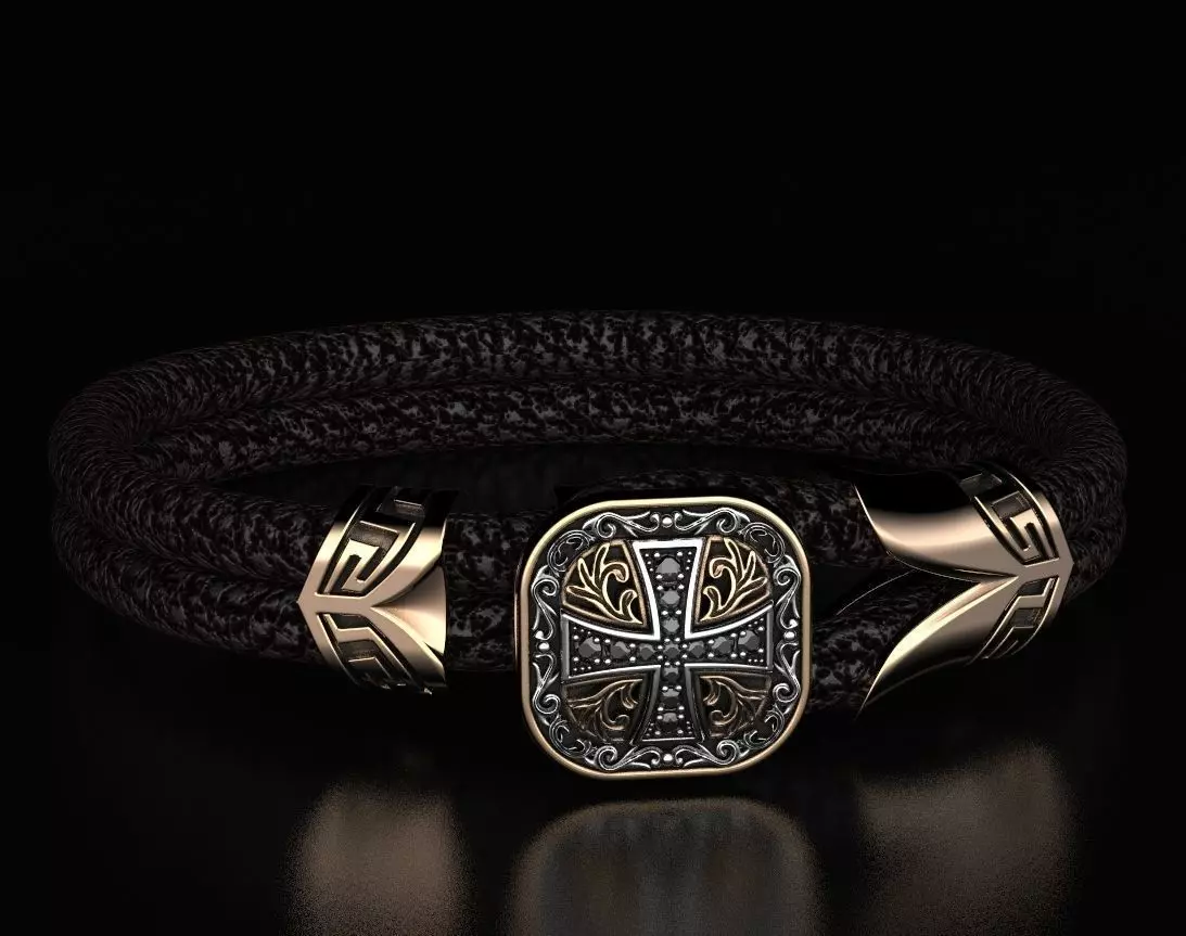 Stylish bracelet with rubber with and cross 433 3D print model_0