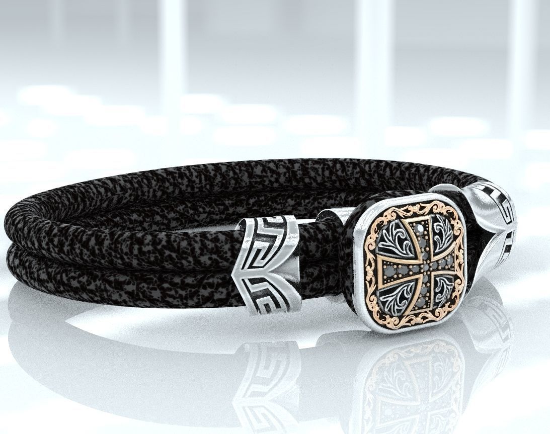 Stylish bracelet with rubber with and cross 433 3D print model_15