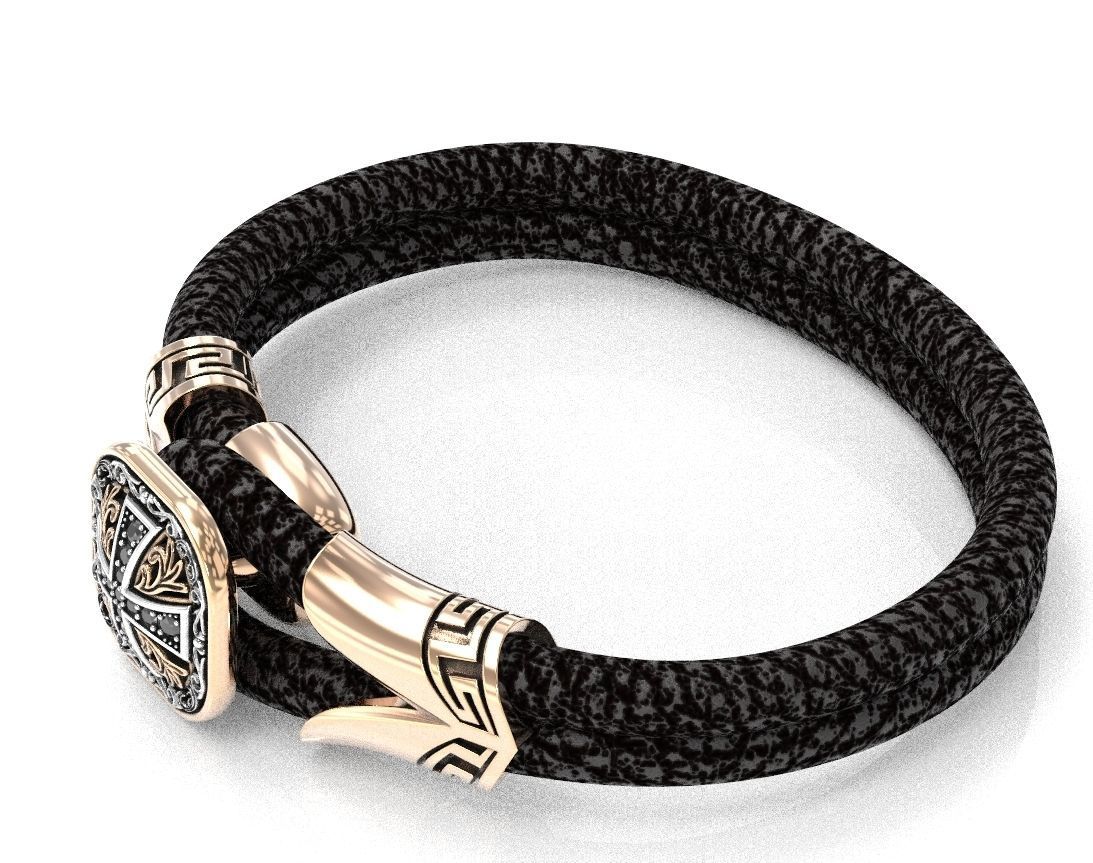 Stylish bracelet with rubber with and cross 433 3D print model_17