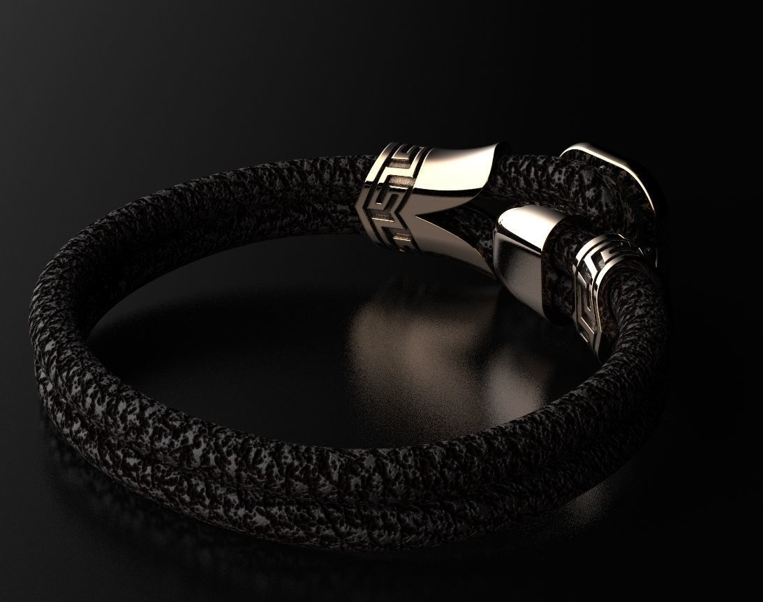 Stylish bracelet with rubber with and cross 433 3D print model_2