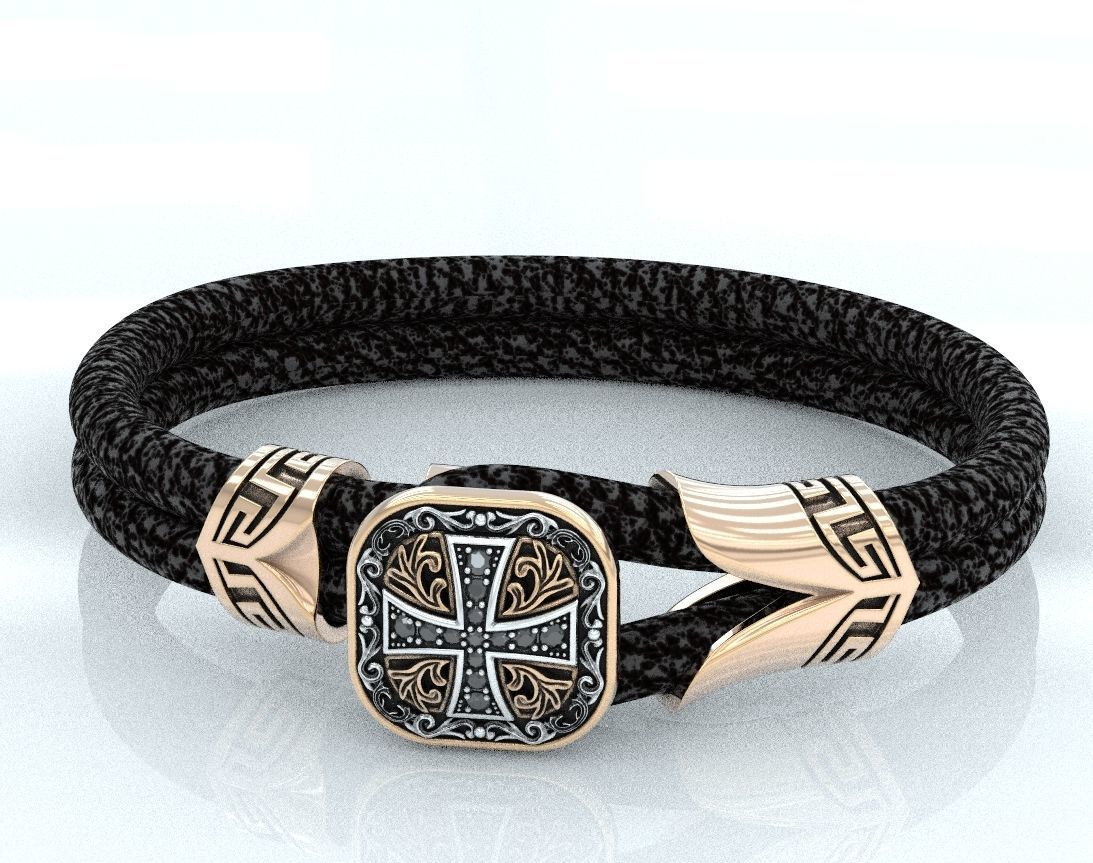 Stylish bracelet with rubber with and cross 433 3D print model_3