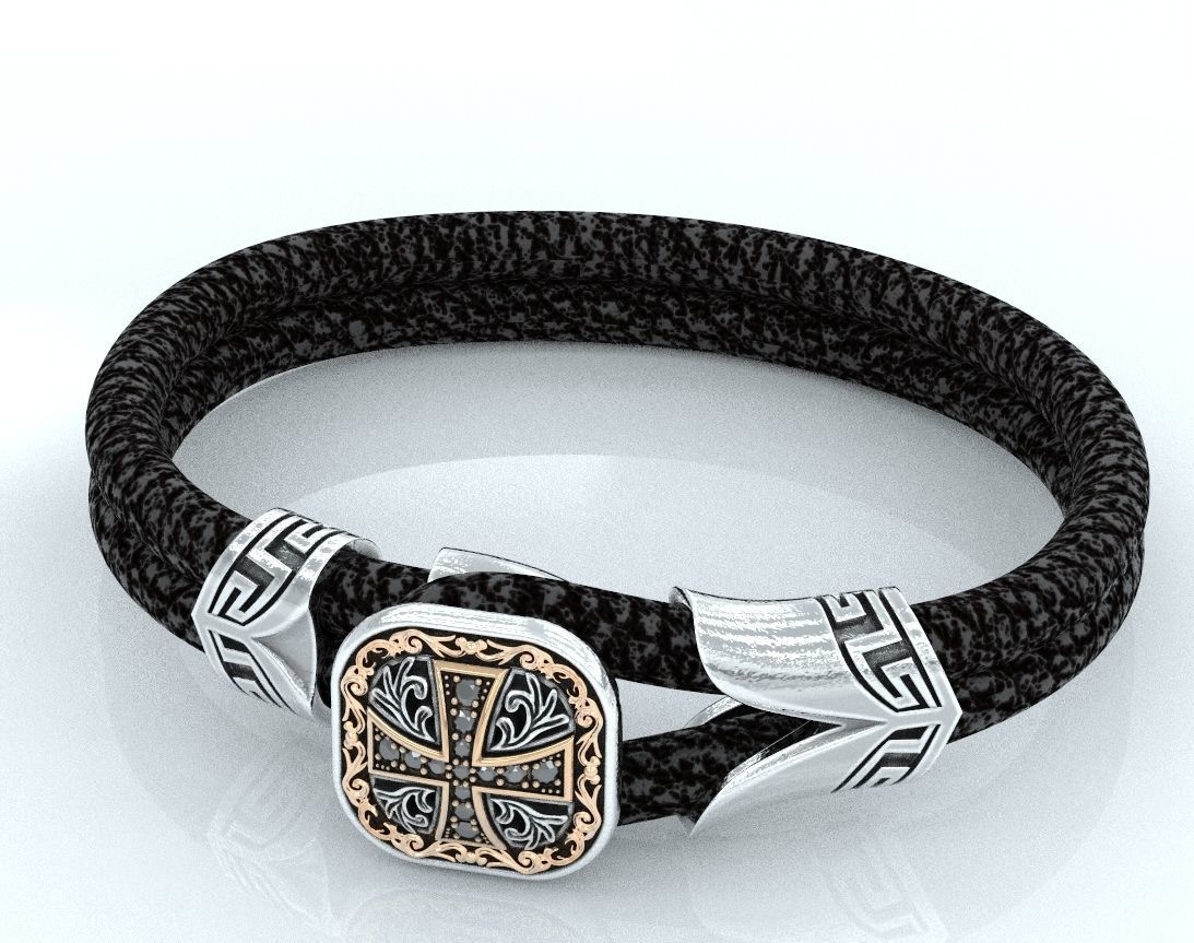 Stylish bracelet with rubber with and cross 433 3D print model_13